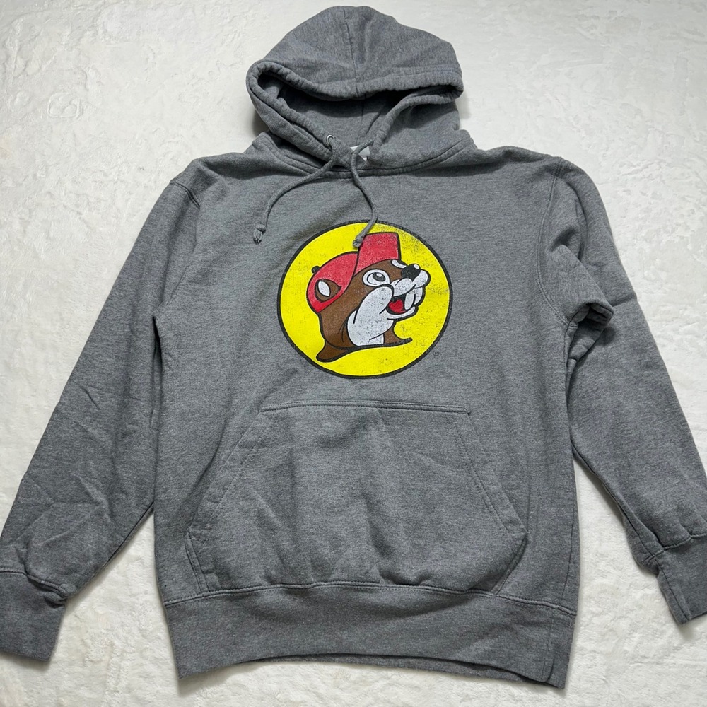 Bucees Beaver Gray Hoodie Pullover Sweatshirt Small S Mens